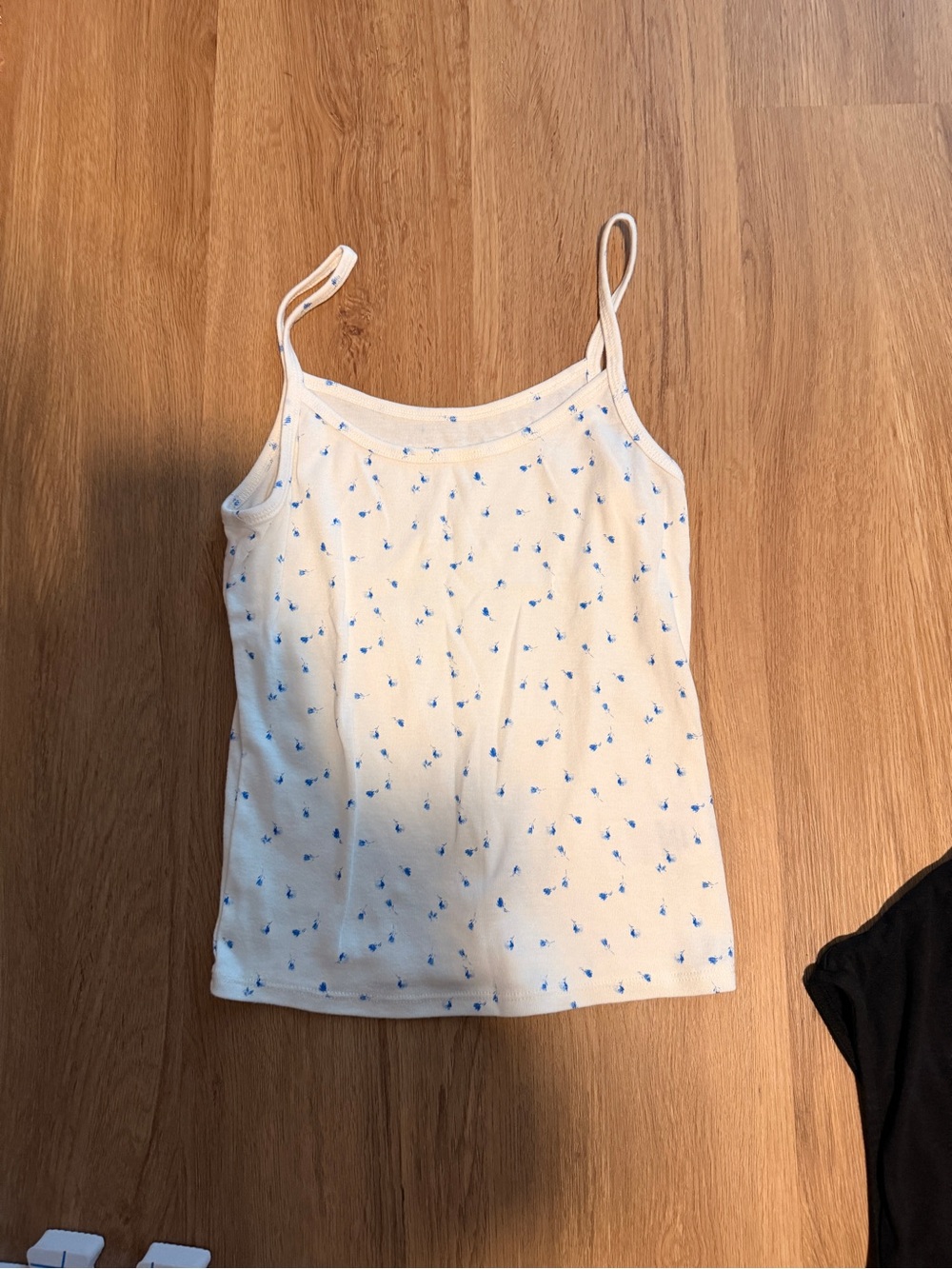 White Tank Top with Blue Floral Print